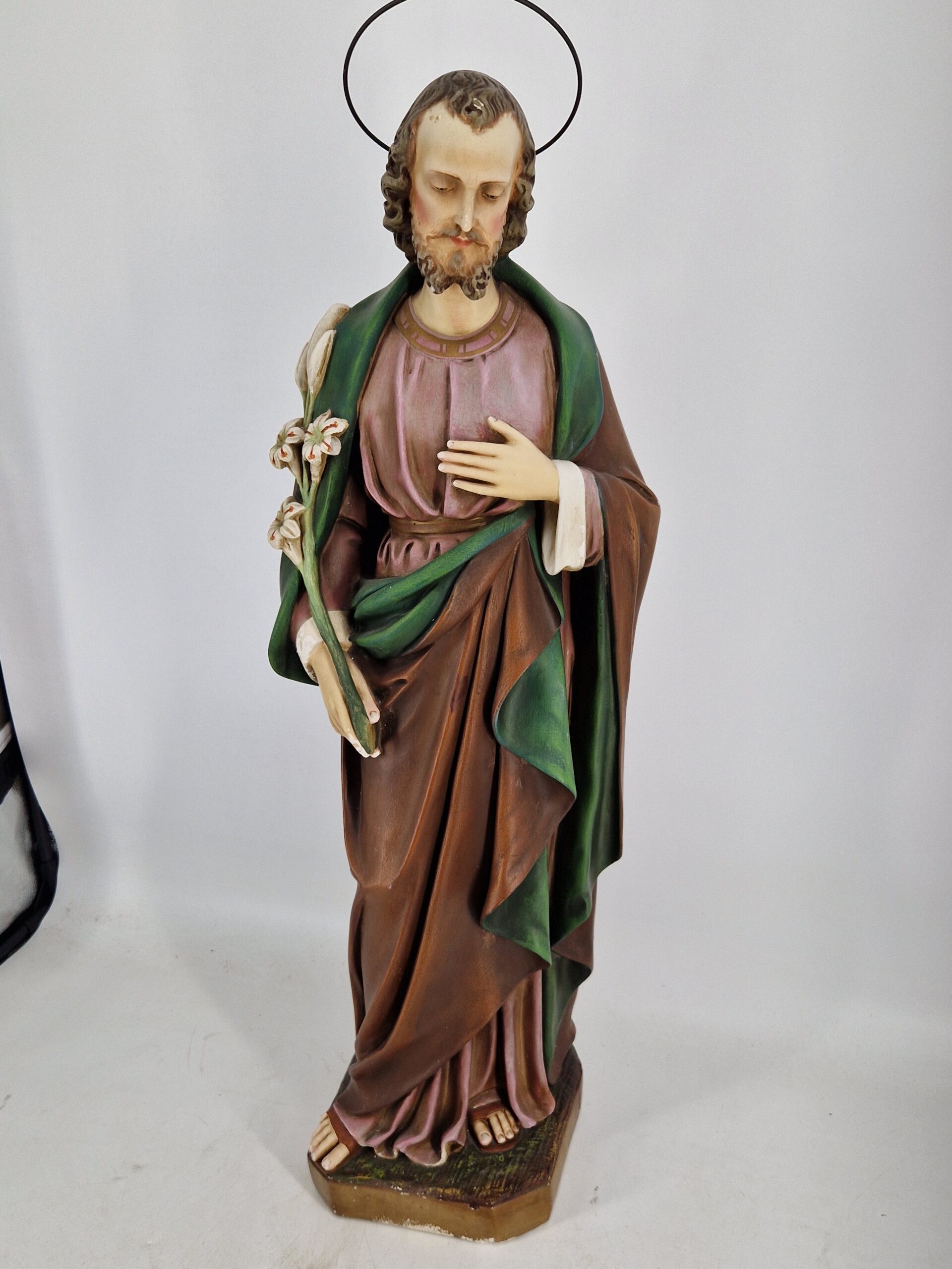 Groot Heilig Hart / Sint Jozef beeld met lelie – 85 cm hoog - Afbeelding 2