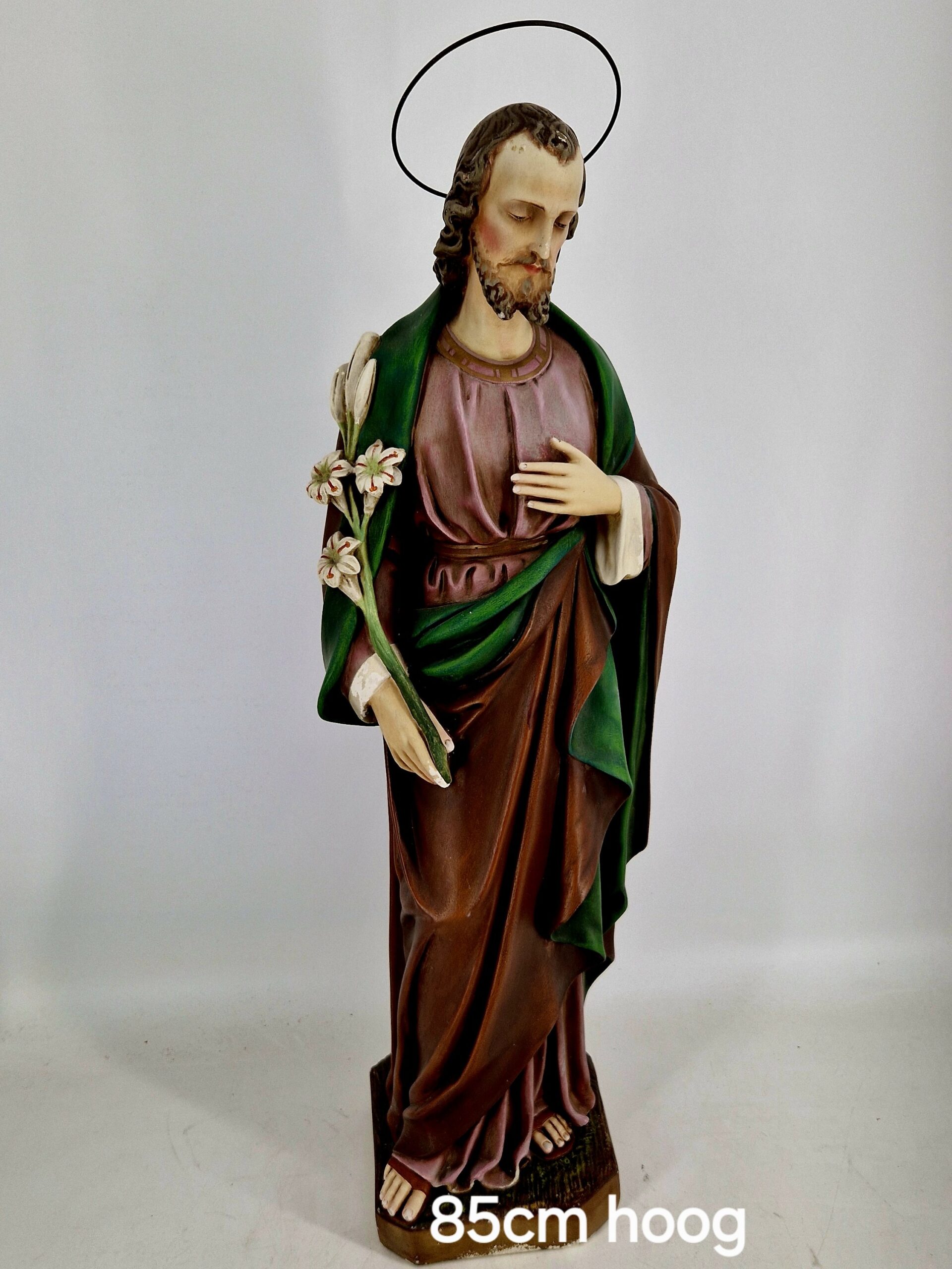 Groot Heilig Hart / Sint Jozef beeld met lelie – 85 cm hoog