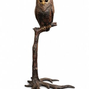 Exclusieve Bronzen Uil op Tak – 200 cm – Hoogwaardig Tuinbeeld