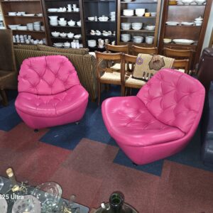 design fauteuils – Fuchsia/roze leder