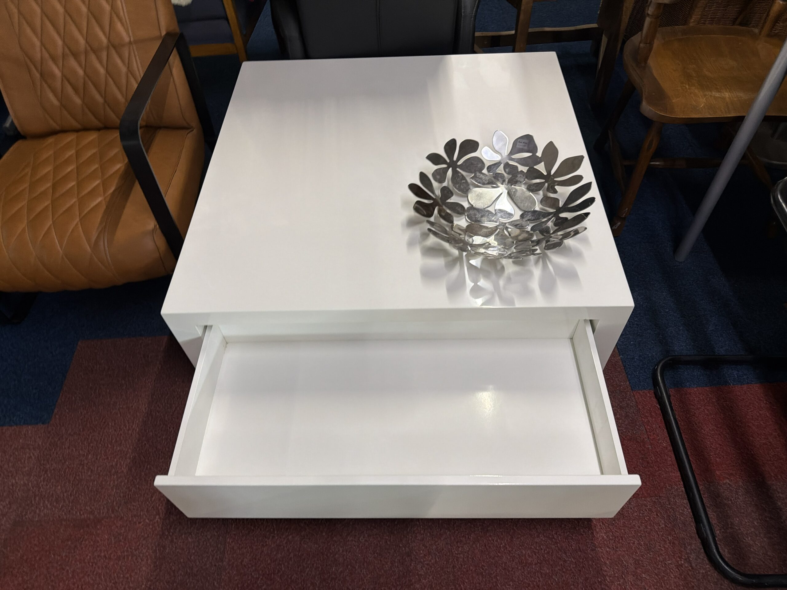 Witte salontafel met grote lade – modern design - Afbeelding 2
